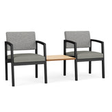 Lenox Steel Waiting Reception 2 Chairs Metal Frame with Connecting Center Table