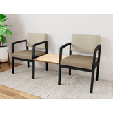 Lenox Steel Waiting Reception 2 Chairs Metal Frame with Connecting Center Table