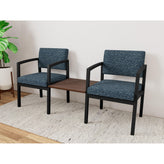 Lenox Steel Waiting Reception 2 Chairs Metal Frame with Connecting Center Table