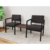 Lenox Steel Waiting Reception 2 Chairs Metal Frame with Connecting Center Table