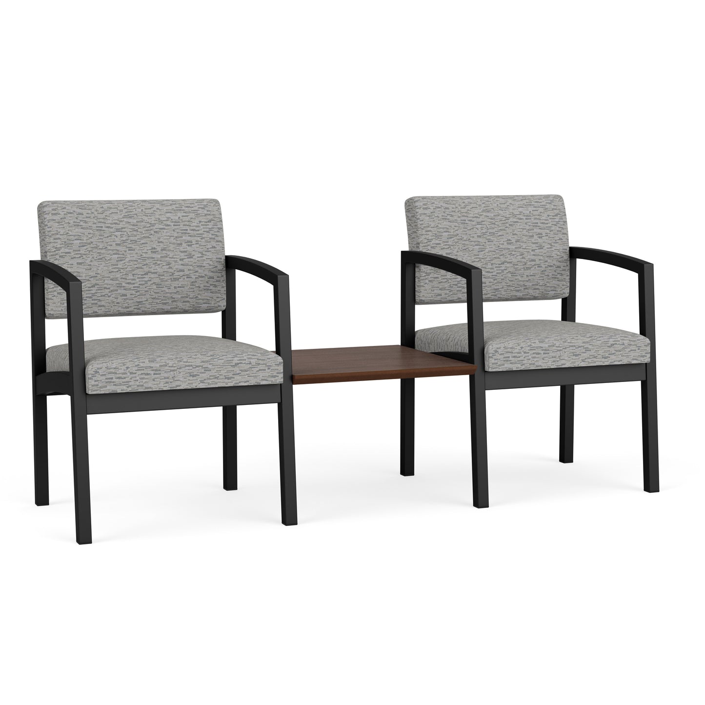 Lenox Steel Waiting Reception 2 Chairs Metal Frame with Connecting Center Table