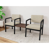 Lenox Steel Waiting Reception 2 Chairs Metal Frame with Connecting Center Table