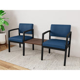 Lenox Steel Waiting Reception 2 Chairs Metal Frame with Connecting Center Table
