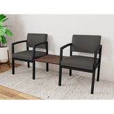 Lenox Steel Waiting Reception 2 Chairs Metal Frame with Connecting Center Table