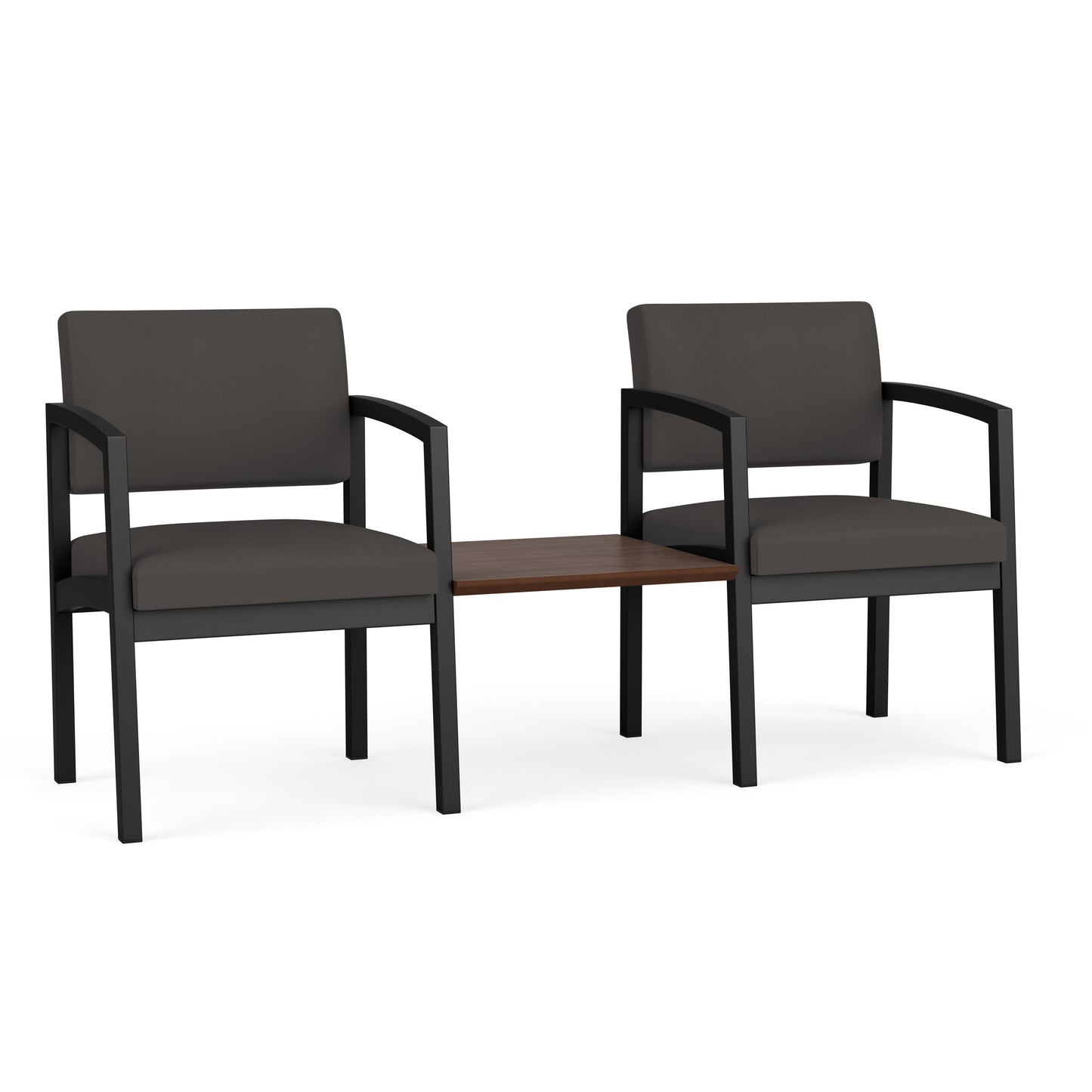 Lenox Steel Waiting Reception 2 Chairs Metal Frame with Connecting Center Table