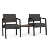Lenox Steel Waiting Reception 2 Chairs Metal Frame with Connecting Center Table