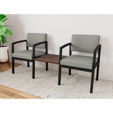 Lenox Steel Waiting Reception 2 Chairs Metal Frame with Connecting Center Table