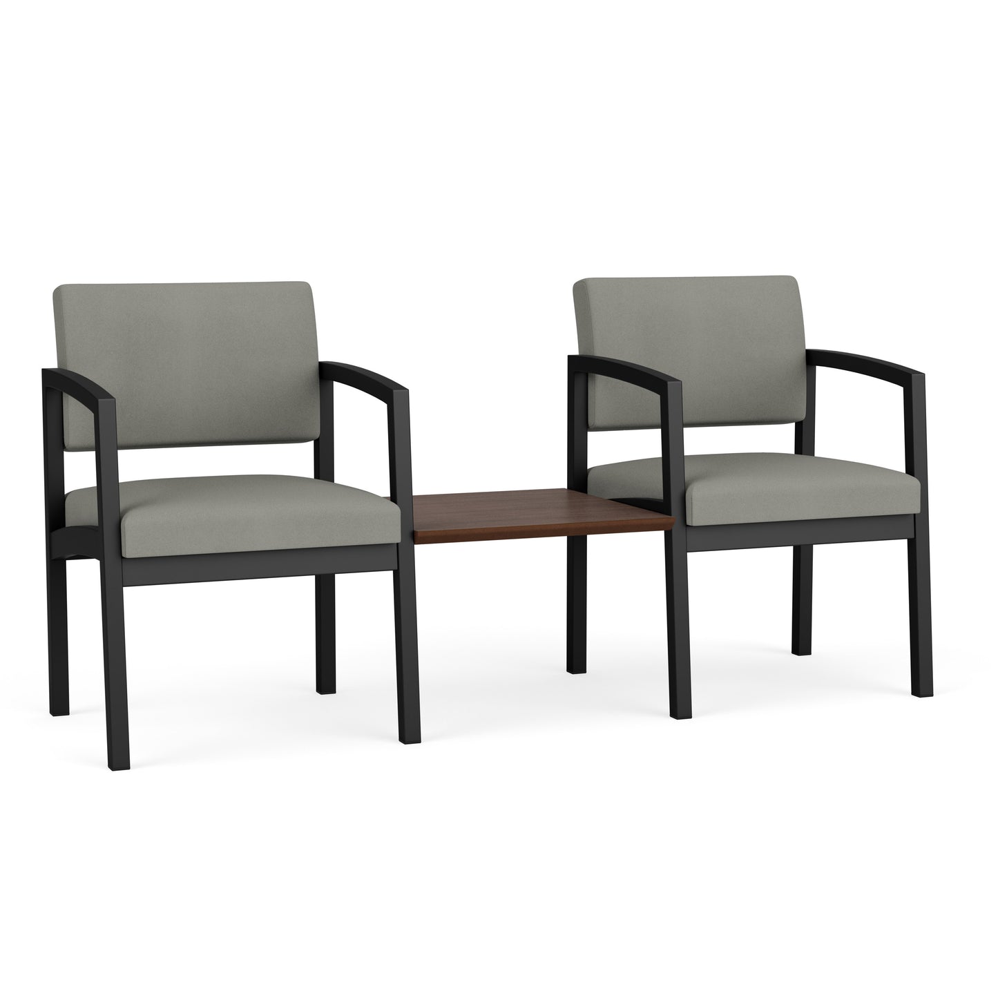 Lenox Steel Waiting Reception 2 Chairs Metal Frame with Connecting Center Table
