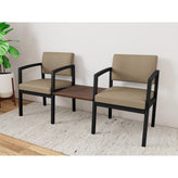 Lenox Steel Waiting Reception 2 Chairs Metal Frame with Connecting Center Table