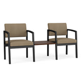 Lenox Steel Waiting Reception 2 Chairs Metal Frame with Connecting Center Table