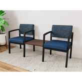 Lenox Steel Waiting Reception 2 Chairs Metal Frame with Connecting Center Table