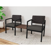 Lenox Steel Waiting Reception 2 Chairs Metal Frame with Connecting Center Table