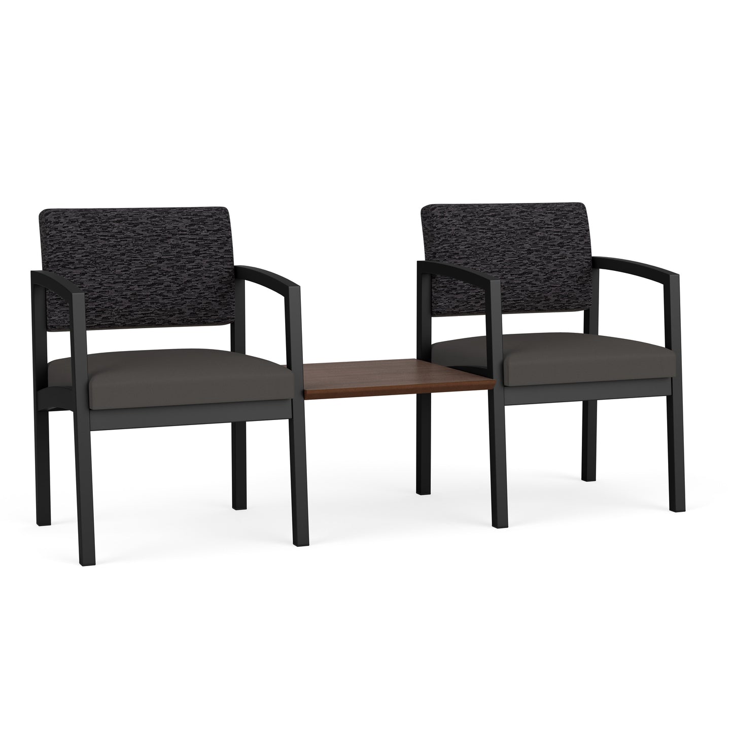 Lenox Steel Waiting Reception 2 Chairs Metal Frame with Connecting Center Table