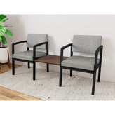 Lenox Steel Waiting Reception 2 Chairs Metal Frame with Connecting Center Table