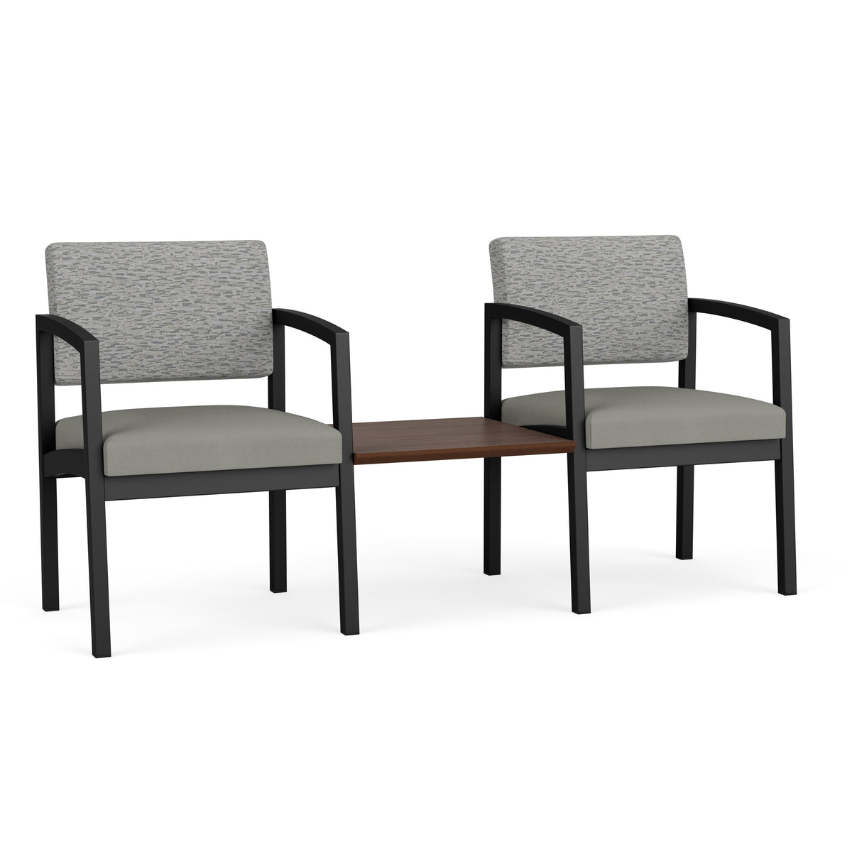Lenox Steel Waiting Reception 2 Chairs Metal Frame with Connecting Center Table