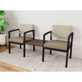 Lenox Steel Waiting Reception 2 Chairs Metal Frame with Connecting Center Table