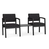 Lenox Steel Waiting Reception 2 Chairs Metal Frame with Connecting Center Table