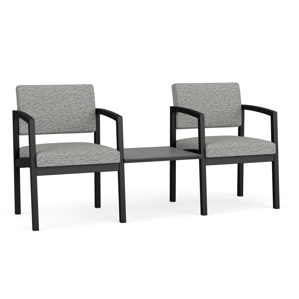 Lenox Steel Waiting Reception 2 Chairs Metal Frame with Connecting Center Table