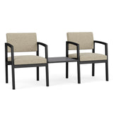Lenox Steel Waiting Reception 2 Chairs Metal Frame with Connecting Center Table