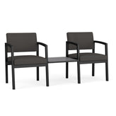 Lenox Steel Waiting Reception 2 Chairs Metal Frame with Connecting Center Table