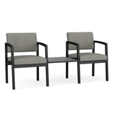 Lenox Steel Waiting Reception 2 Chairs Metal Frame with Connecting Center Table