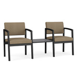 Lenox Steel Waiting Reception 2 Chairs Metal Frame with Connecting Center Table