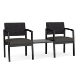 Lenox Steel Waiting Reception 2 Chairs Metal Frame with Connecting Center Table