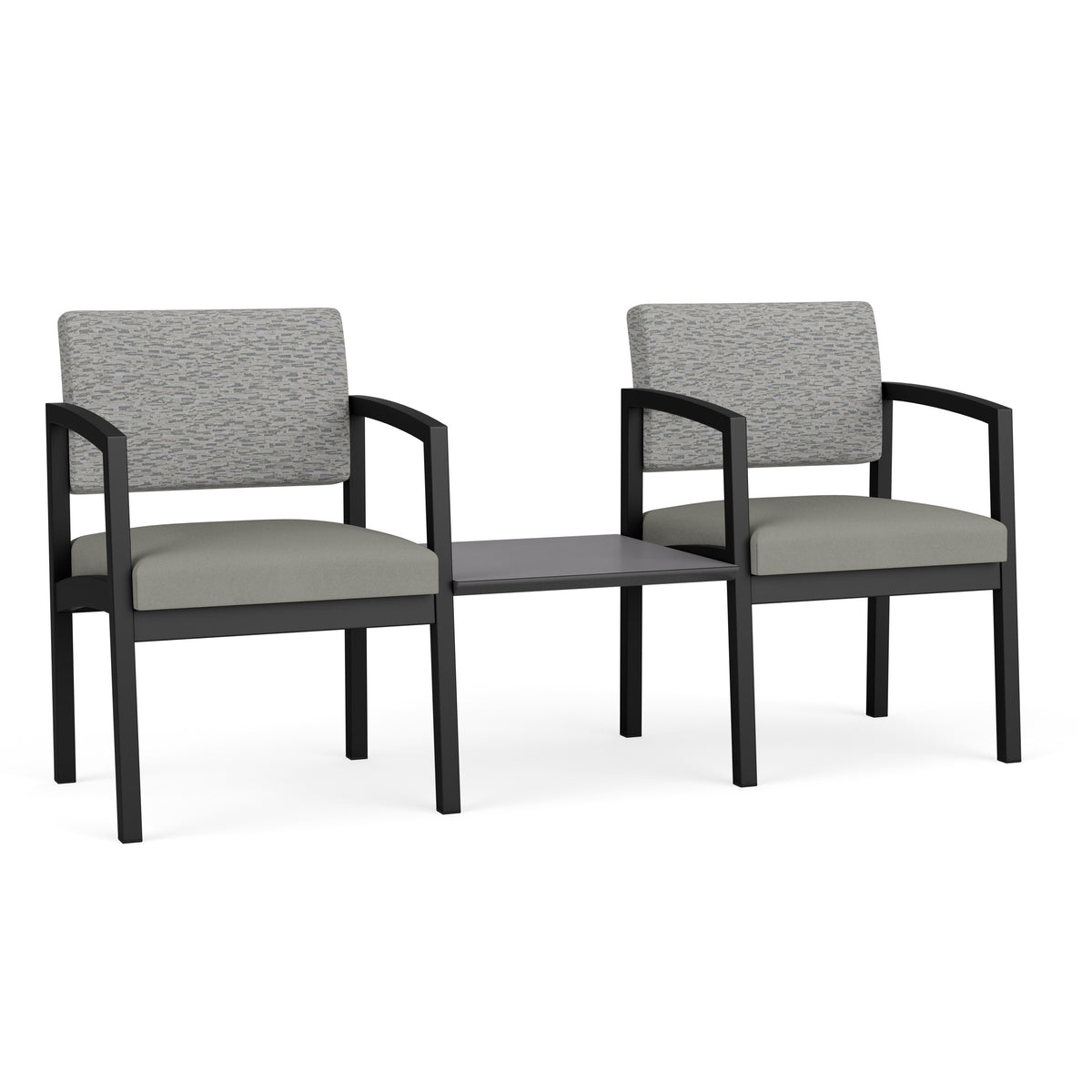 Lenox Steel Waiting Reception 2 Chairs Metal Frame with Connecting Center Table