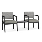 Lenox Steel Waiting Reception 2 Chairs Metal Frame with Connecting Center Table