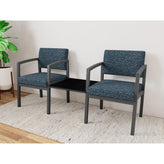 Lenox Steel Waiting Reception 2 Chairs Metal Frame with Connecting Center Table