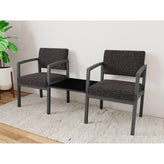 Lenox Steel Waiting Reception 2 Chairs Metal Frame with Connecting Center Table