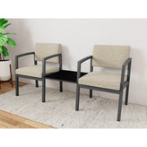 Lenox Steel Waiting Reception 2 Chairs Metal Frame with Connecting Center Table