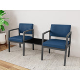 Lenox Steel Waiting Reception 2 Chairs Metal Frame with Connecting Center Table