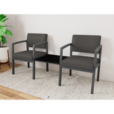 Lenox Steel Waiting Reception 2 Chairs Metal Frame with Connecting Center Table