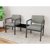 Lenox Steel Waiting Reception 2 Chairs Metal Frame with Connecting Center Table