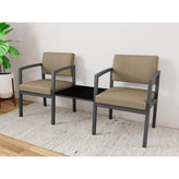 Lenox Steel Waiting Reception 2 Chairs Metal Frame with Connecting Center Table