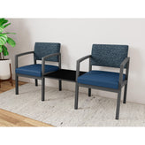 Lenox Steel Waiting Reception 2 Chairs Metal Frame with Connecting Center Table