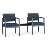 Lenox Steel Waiting Reception 2 Chairs Metal Frame with Connecting Center Table