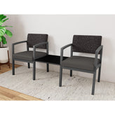 Lenox Steel Waiting Reception 2 Chairs Metal Frame with Connecting Center Table