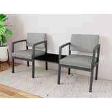 Lenox Steel Waiting Reception 2 Chairs Metal Frame with Connecting Center Table
