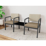 Lenox Steel Waiting Reception 2 Chairs Metal Frame with Connecting Center Table