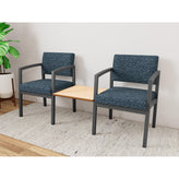 Lenox Steel Waiting Reception 2 Chairs Metal Frame with Connecting Center Table