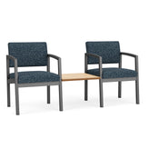 Lenox Steel Waiting Reception 2 Chairs Metal Frame with Connecting Center Table