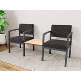 Lenox Steel Waiting Reception 2 Chairs Metal Frame with Connecting Center Table