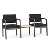 Lenox Steel Waiting Reception 2 Chairs Metal Frame with Connecting Center Table