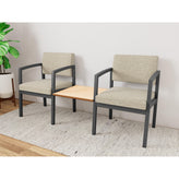 Lenox Steel Waiting Reception 2 Chairs Metal Frame with Connecting Center Table