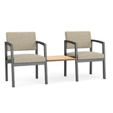 Lenox Steel Waiting Reception 2 Chairs Metal Frame with Connecting Center Table