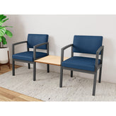 Lenox Steel Waiting Reception 2 Chairs Metal Frame with Connecting Center Table