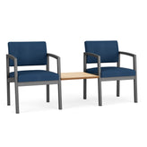Lenox Steel Waiting Reception 2 Chairs Metal Frame with Connecting Center Table