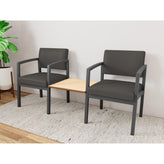 Lenox Steel Waiting Reception 2 Chairs Metal Frame with Connecting Center Table